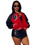 Monogrammed Fleece Hoodie Splice Leather Thread Baseball Jacket - ROUTINE FASHION